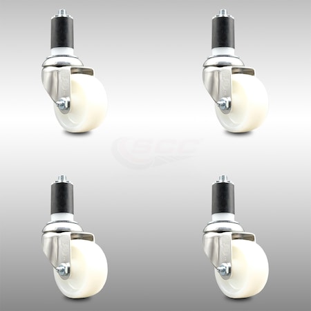Service Caster 3 Inch 316SS Nylon Wheel Swivel 1-5/8 Inch Expanding Stem Caster Set SCC SCC-SS316EX20S314-NYS-158-4